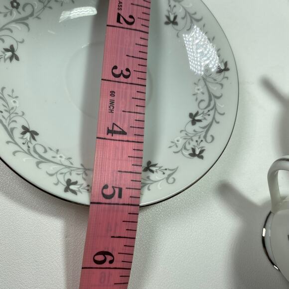 Moon Mist 3000 Miniature Fine China Gray & Black Cup & Saucer W/Silver Trim - Picture 9 of 9